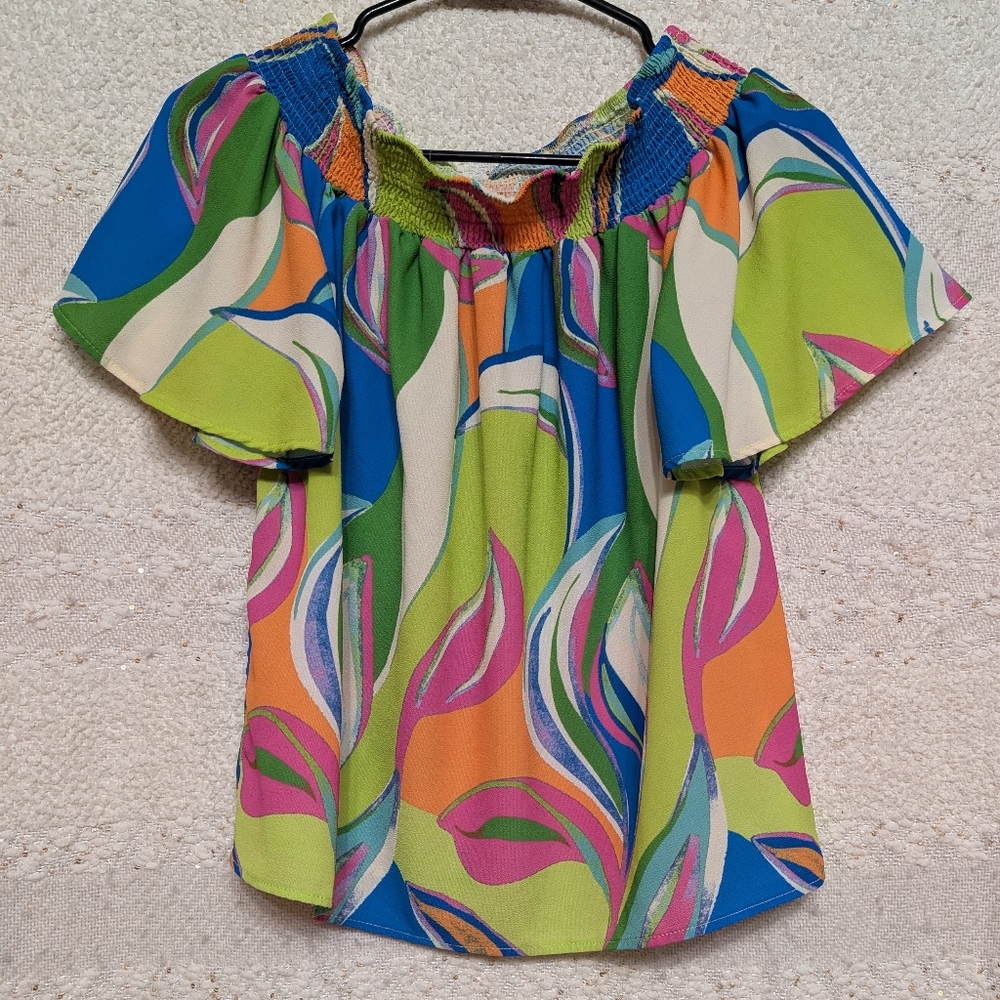 Flying Tomato Womens Home Of The Free Woven Top Off The Shoulders Sz Small